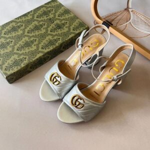 Gucci Marmont Silver Mid High Pump For Women