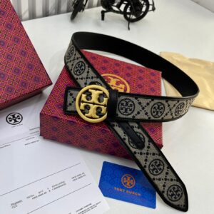 Tory Burch T monogram jacquard Black Belt For Women
