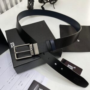 Montblanc Black Blue reversible Formal Mens Belt
