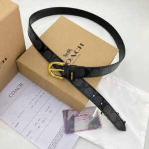 Coach Black Signature Pin Buckle Unisex Belt
