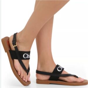 Chloe Woody Black Thong Sandal For Women