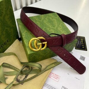 Gucci GG Embossed Wine red Unisex Belt