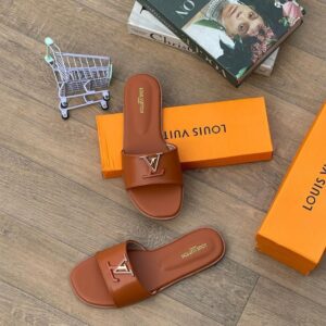 Louis Vuitton Brown Slip On Slide For Women