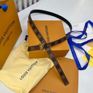 Louis Vuitton Initiales Damier Ebene Coffee check Women's Belt