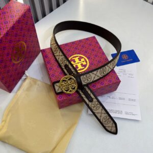 Tory Burch T Monogram jacquard Coffee Belt