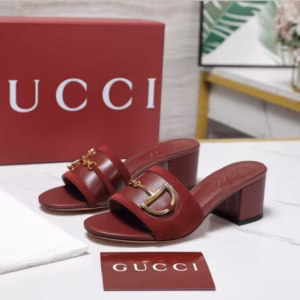 Gucci Horsebit Slip On Wine Sandal
