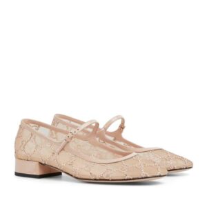 Gucci GG Beige Crystal Ballet Flat