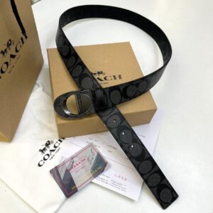 Coach Black Embossed Reversible Unisex Belt