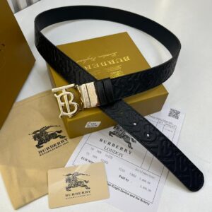 Burberry TB Embossed Gold Reversible Belt for Men