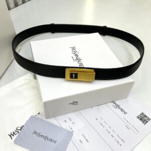 YSL Classic Slim Gold Signature Buckle Women's Belt