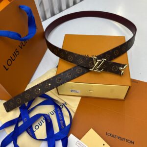 Louis Vuitton Monogram Maroon Reversible Women's Belt