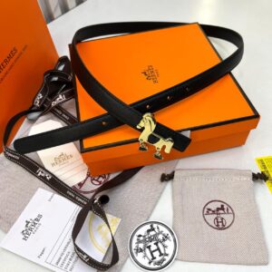 Hermès Horse Buckle Gold Equestrian Edition Black Women's Belt